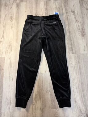 DKNY Black Women's Velour Joggers with Drawstring Waist